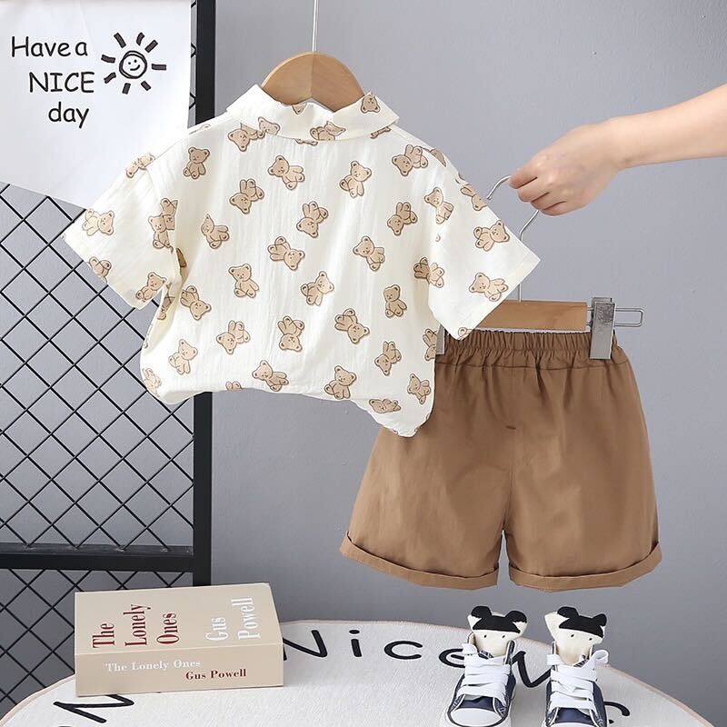Teddy bear printed summer set