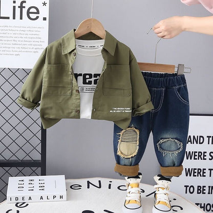 Rugged denim three piece set