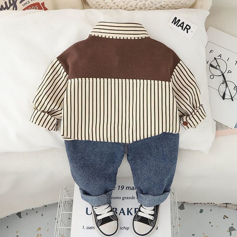 Striped shirt with scarf set