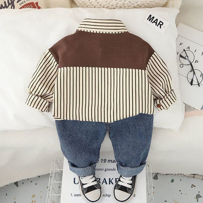 Striped shirt with scarf set