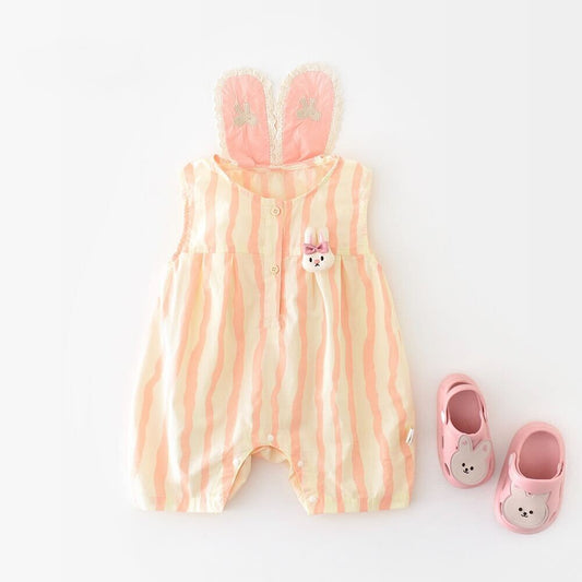 Bunny ear striped romper