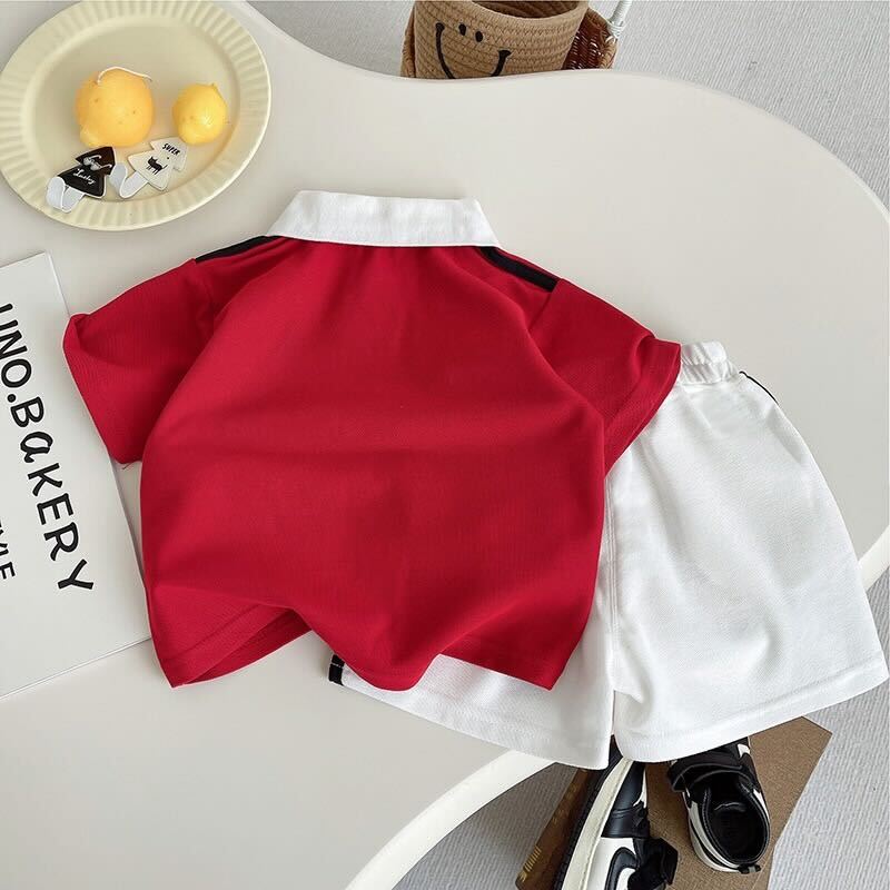 Red and white football jersey set