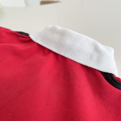 Red and white football jersey set