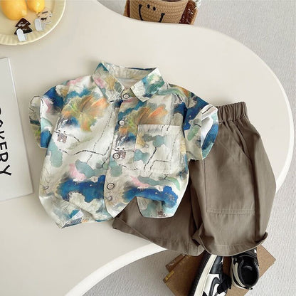 Printed shirt and shorts summer set