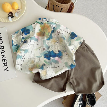 Printed shirt and shorts summer set