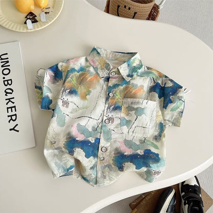 Printed shirt and shorts summer set