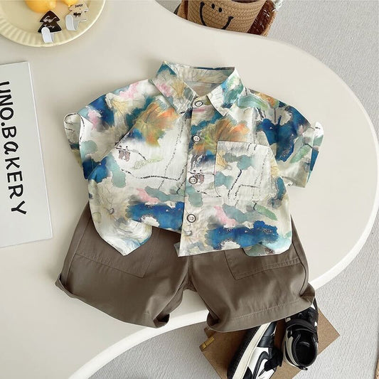 Printed shirt and shorts summer set