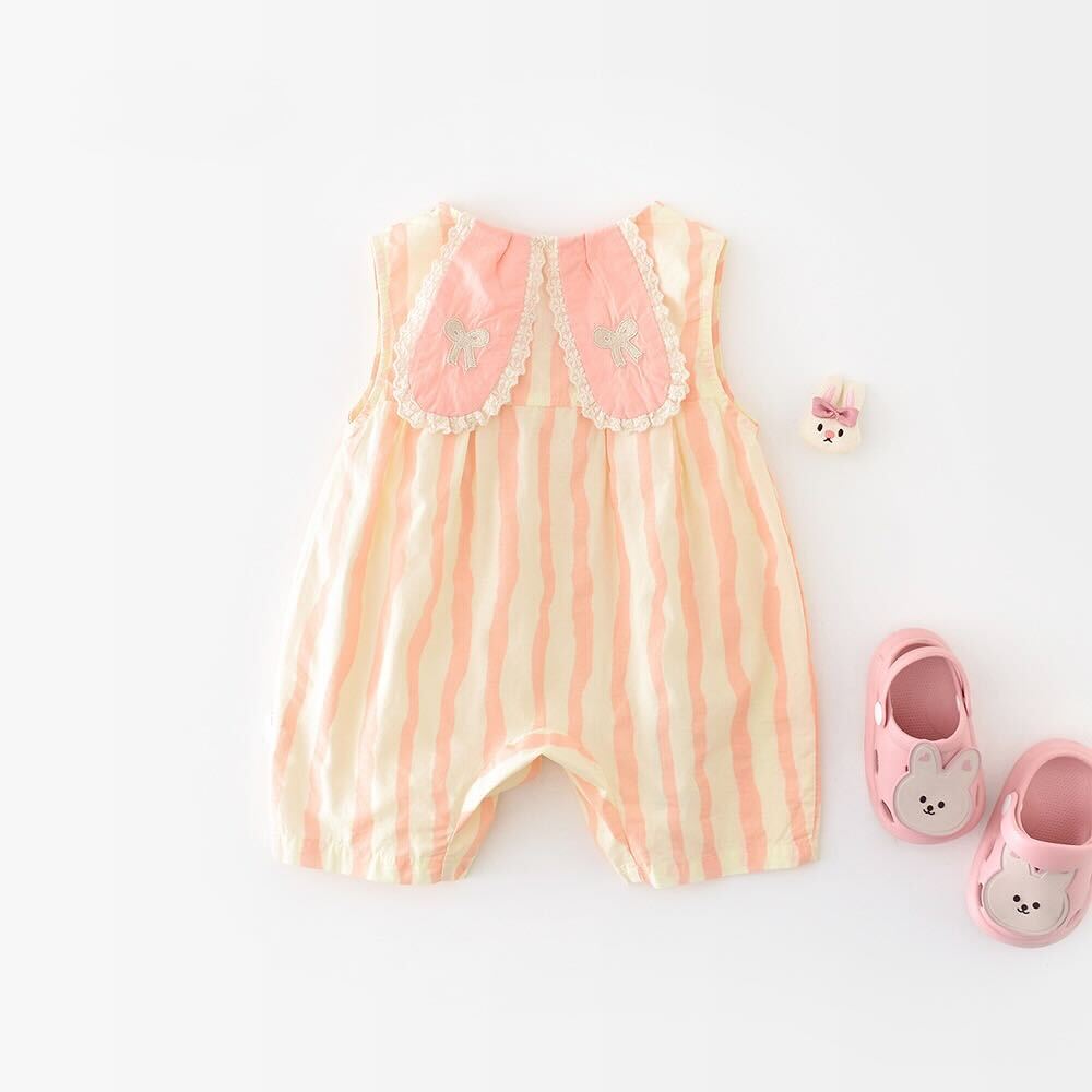 Bunny ear striped romper