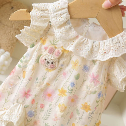 Flower printed teddy romper