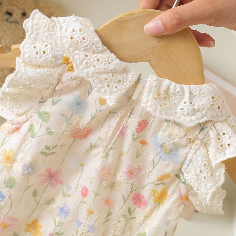 Flower printed teddy romper