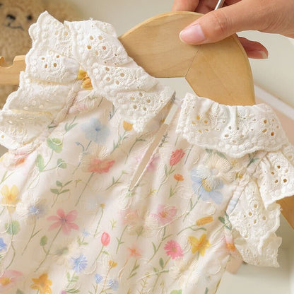 Flower printed teddy romper