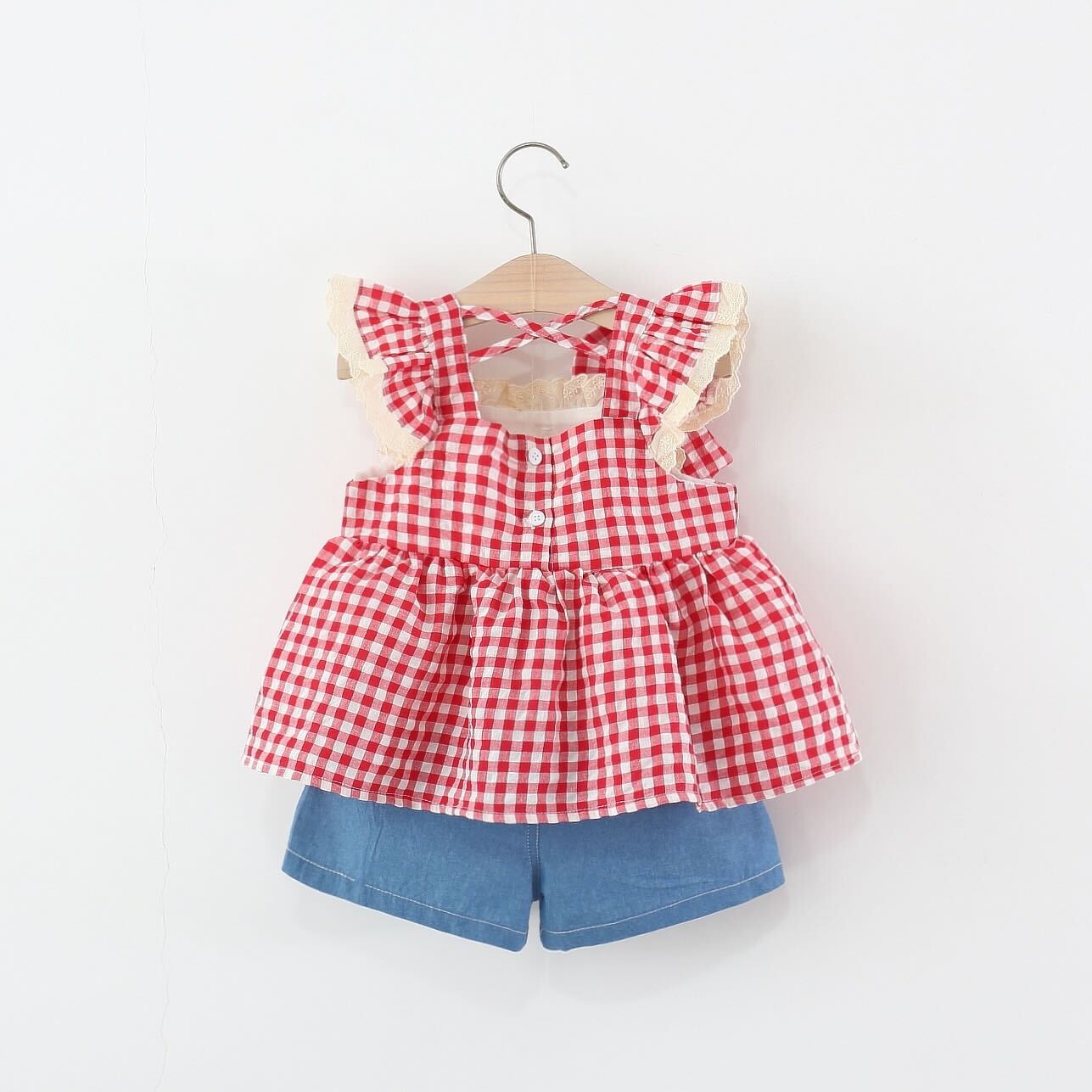 Checkered top and shorts set