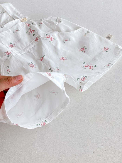 Flower printed dungaree set