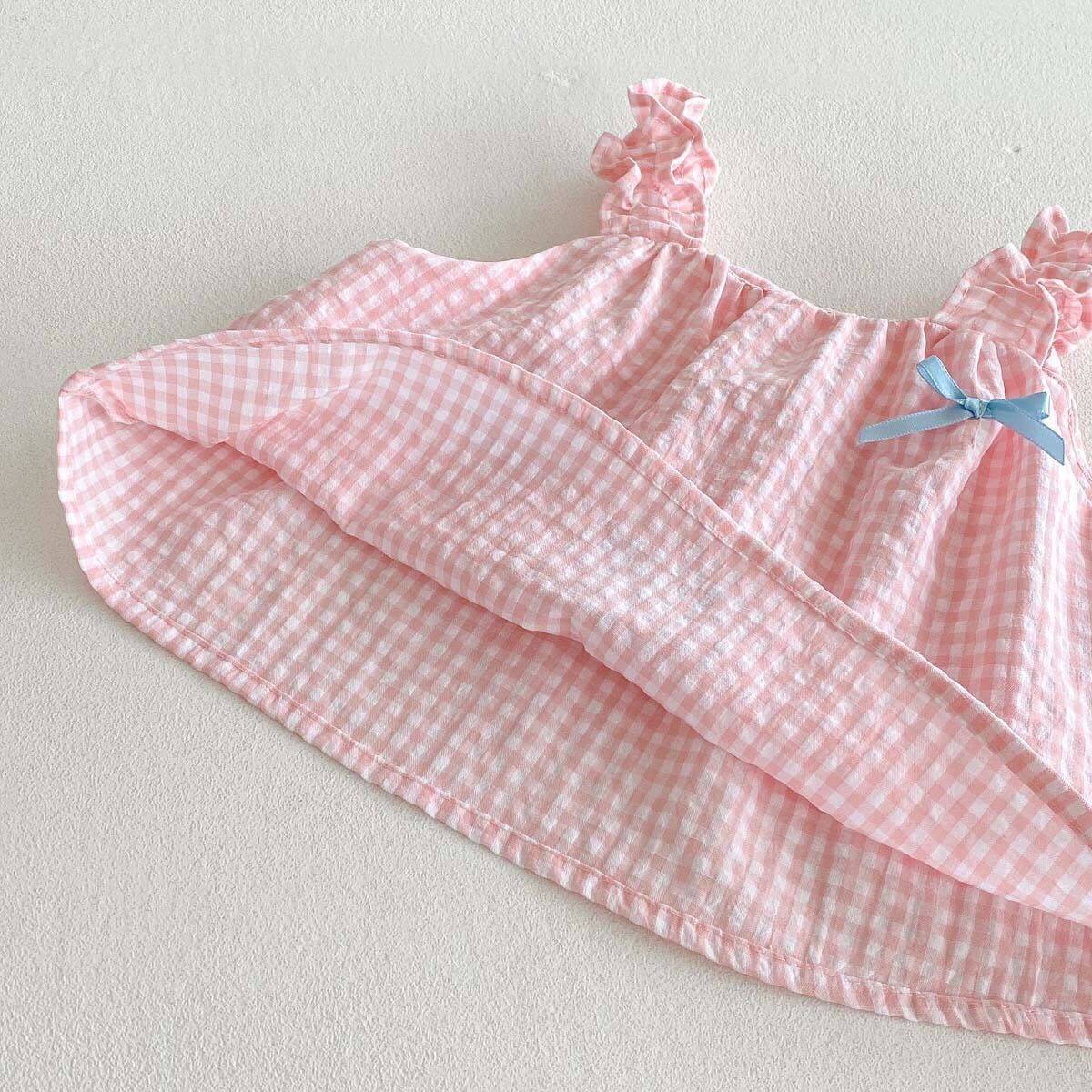 Checkered top and solid shorts set