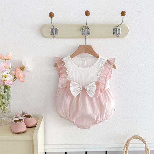 Bow made pink romper