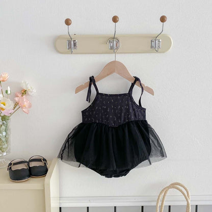Black net dress style romper