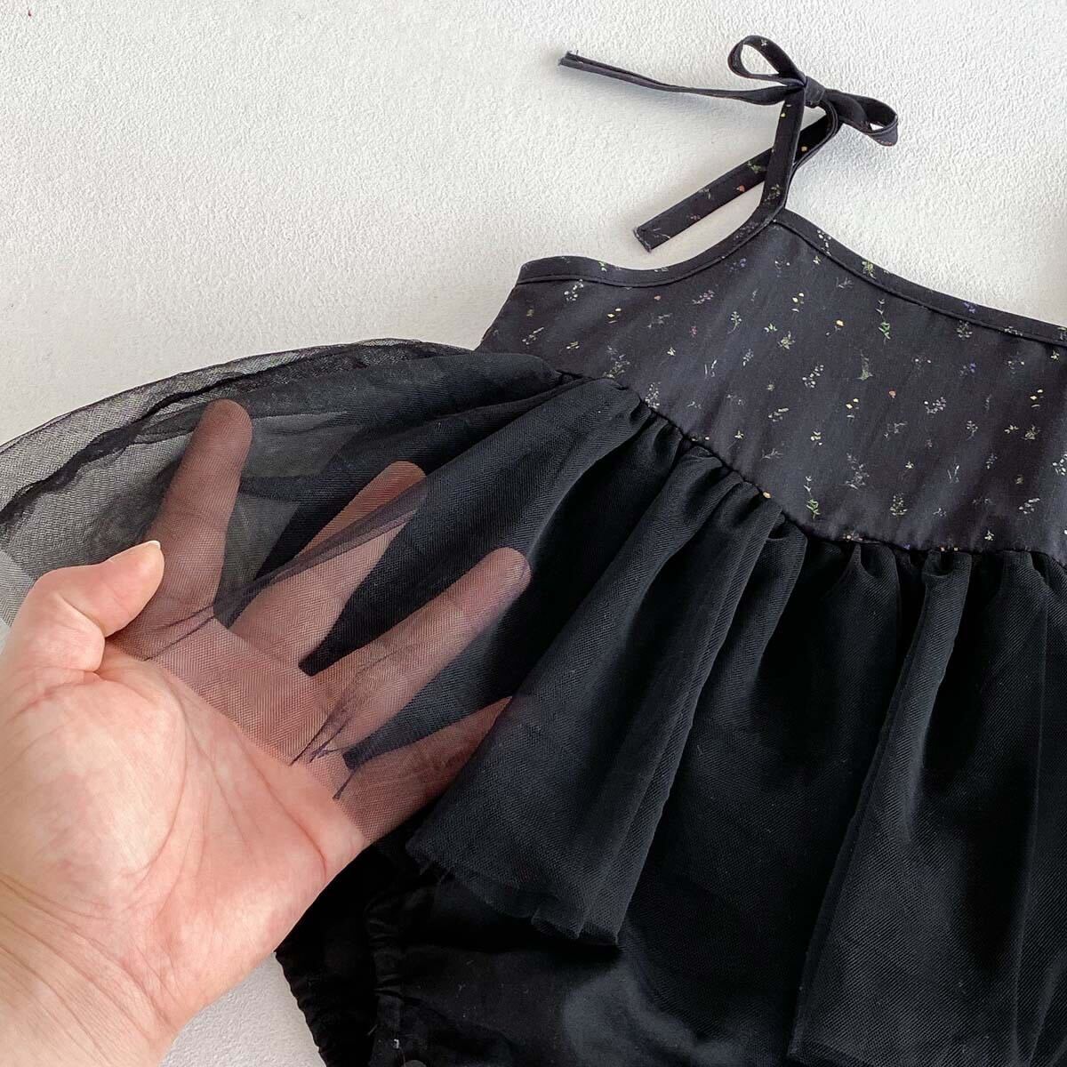Black net dress style romper