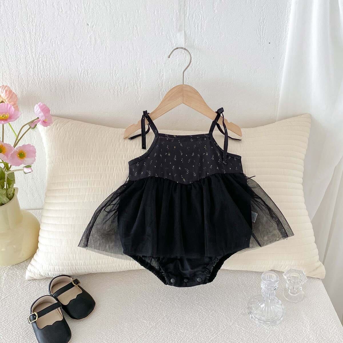 Black net dress style romper