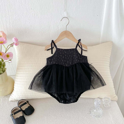 Black net dress style romper