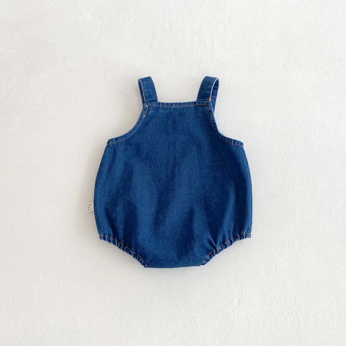 Denim double pocket romper