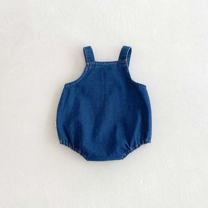 Denim double pocket romper