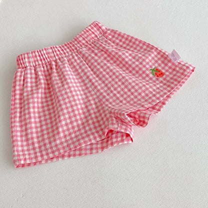 Printed tee and checkered shorts set