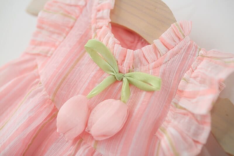 Tulip striped dress with hat