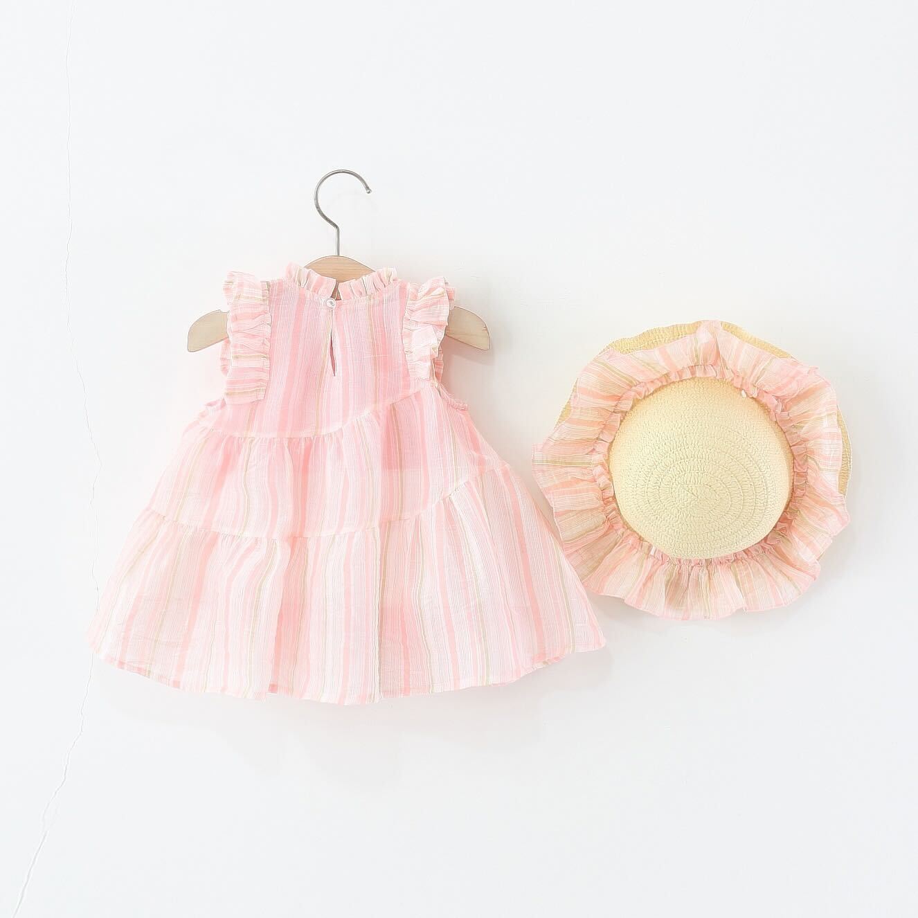 Tulip striped dress with hat