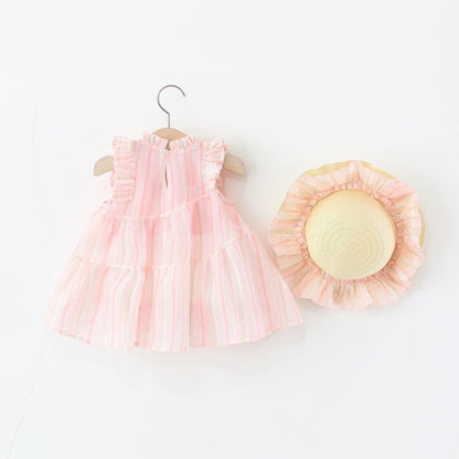 Tulip striped dress with hat