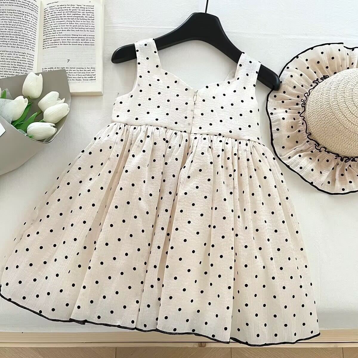Polka dot dress with hat