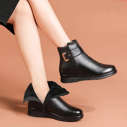 Elegant Orthopaedic Wool Women's Boot with Stylish Metal Buckle - Annabelle