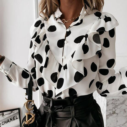 Tina - Elegant and Comfortable Autumn Blouse with Ruffles for Women