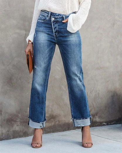 Chic High Waist Jeans with Button Closure by Roberta