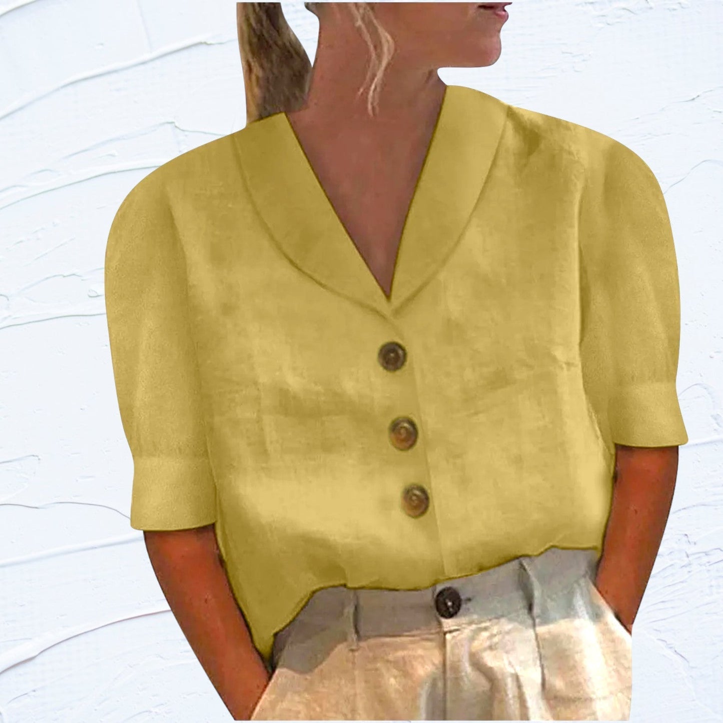 Arabella - Elegant Cotton and Linen T-shirt for Women