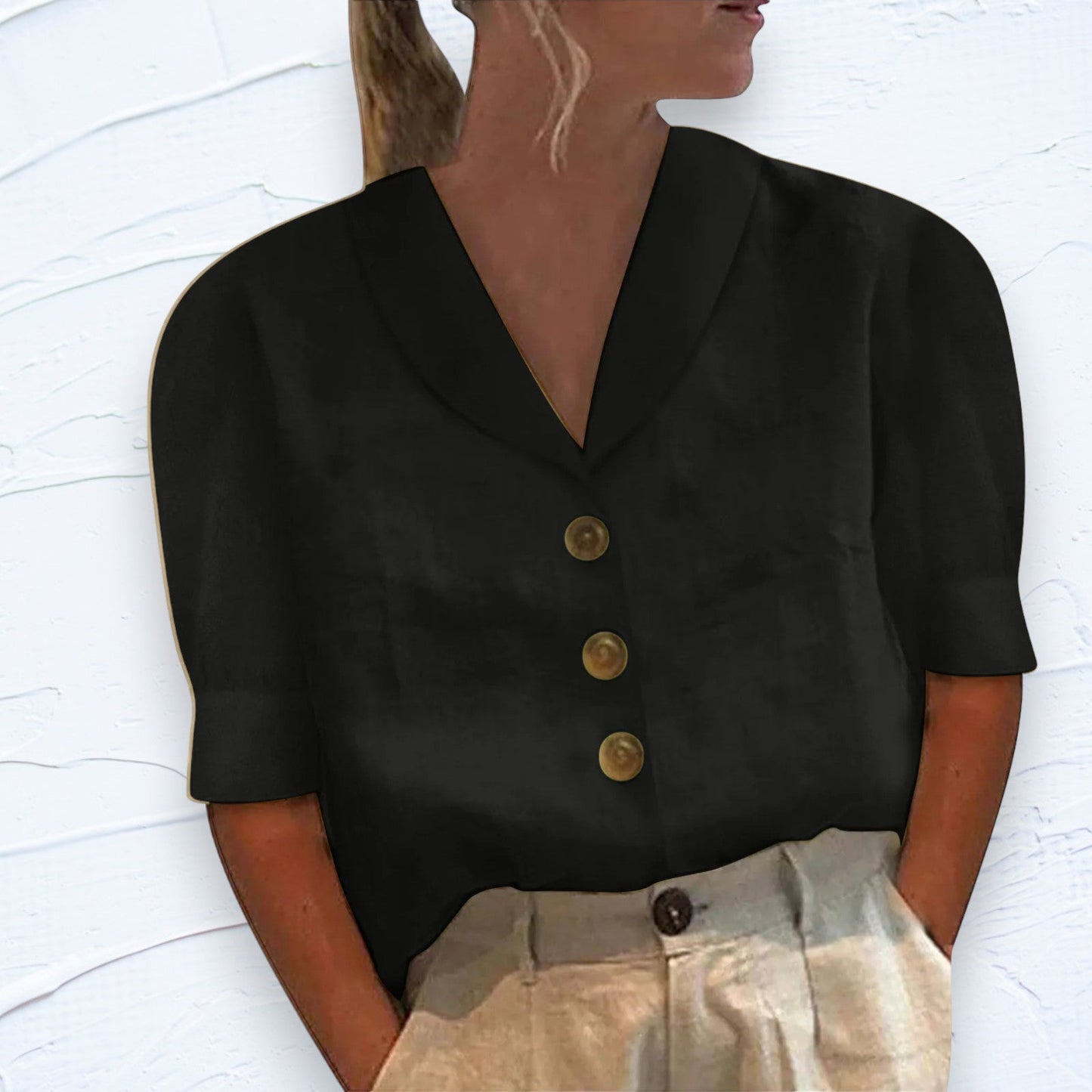 Arabella - Elegant Cotton and Linen T-shirt for Women
