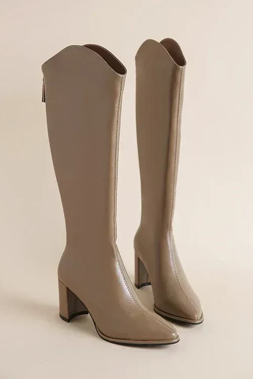 Bianca - Trendy Pointed Knee High Boots for a Fashionable Look