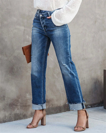 Chic High Waist Jeans with Button Closure by Roberta