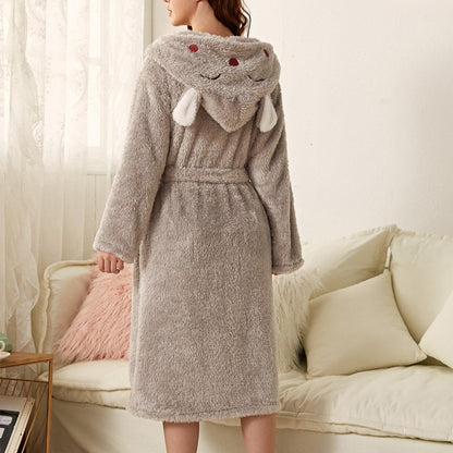 Brinley - Stylish Thick Flannel Hooded Bathrobe for Women for a Cozy Autumn Feeling