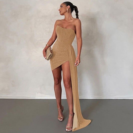 Faolan - Glamorous Strapless Glitter Dress
