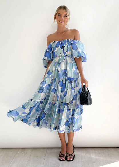 Jowena - Stylish Off-Shoulder Midi Dress