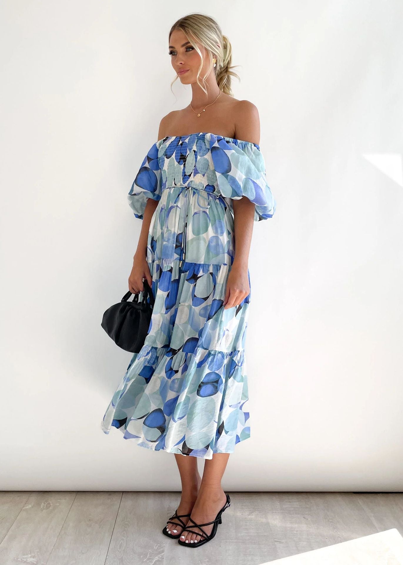 Jowena - Stylish Off-Shoulder Midi Dress