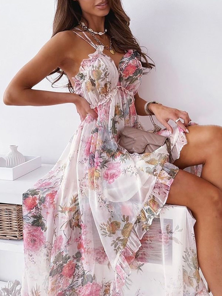 Blathnaid - Enchanting Dress with Blooming Floral Print