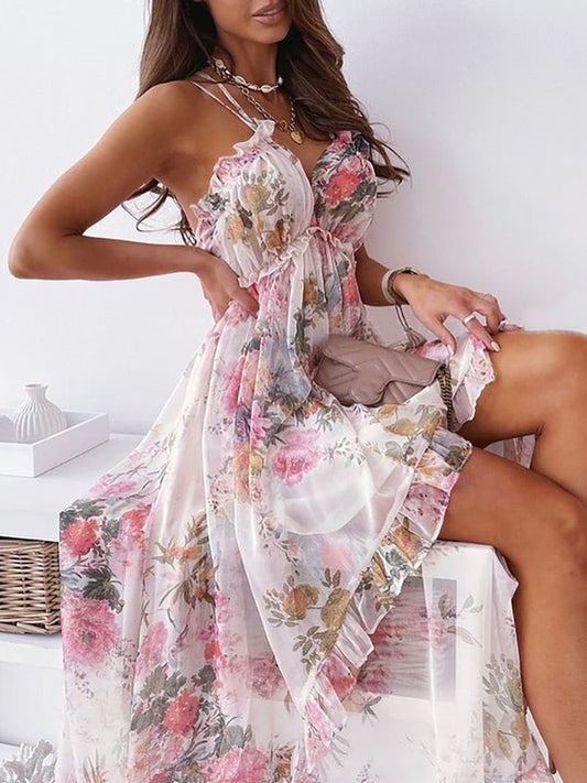 Blathnaid - Enchanting Dress with Blooming Floral Print