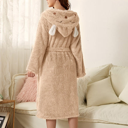 Brinley - Stylish Thick Flannel Hooded Bathrobe for Women for a Cozy Autumn Feeling