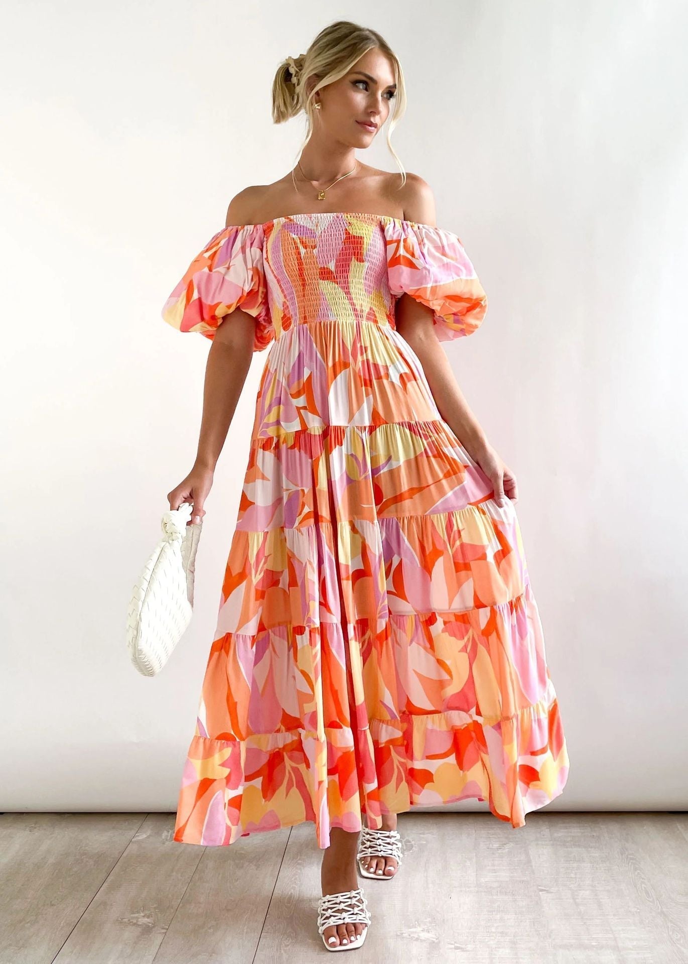 Jowena - Stylish Off-Shoulder Midi Dress