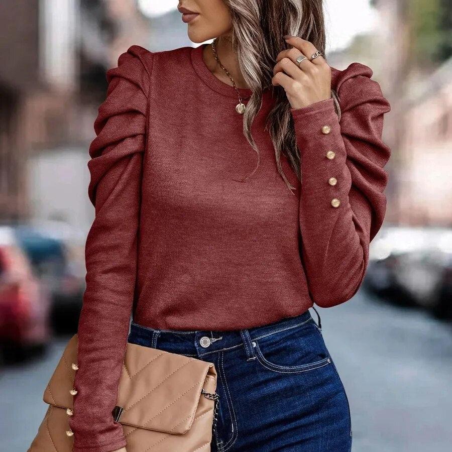Lia - Elegant Spring Blouse with Ruffles and Long Sleeves for Women