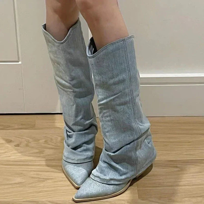 Polly - Trendy denim knee-highs