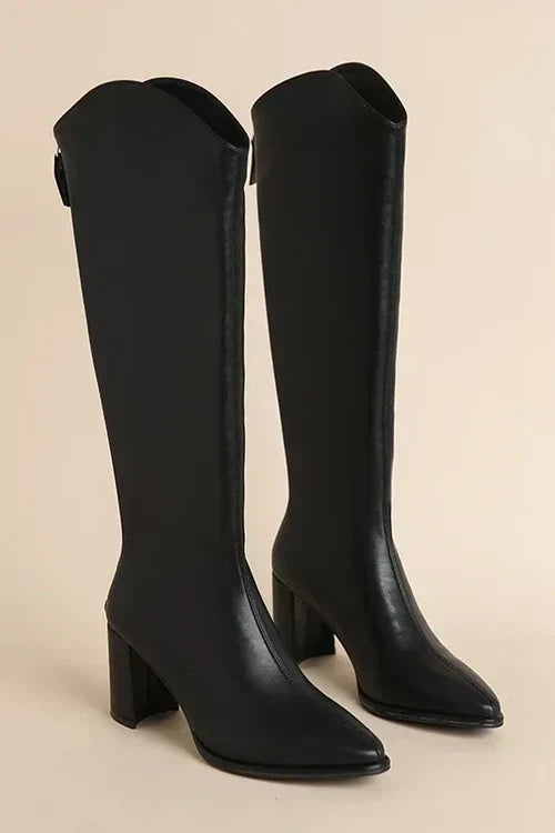 Bianca - Trendy Pointed Knee High Boots for a Fashionable Look