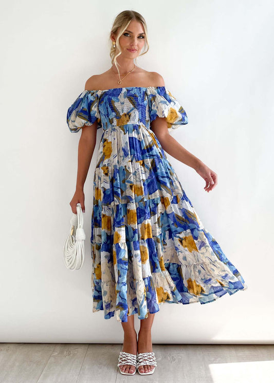 Jowena - Stylish Off-Shoulder Midi Dress