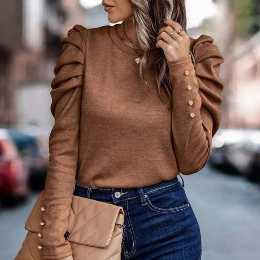 Lia - Elegant Spring Blouse with Ruffles and Long Sleeves for Women